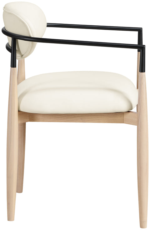 Harlow Cream Vegan Leather Upholstered Dining Arm Chair , 2-Piece (Style 4)