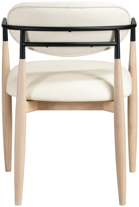 Harlow Cream Vegan Leather Upholstered Dining Arm Chair , 2-Piece (Style 4)