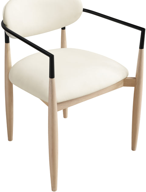 Harlow Cream Vegan Leather Upholstered Dining Arm Chair , 2-Piece (Style 4)