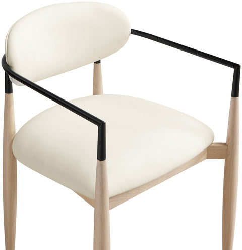 Harlow Cream Vegan Leather Upholstered Dining Arm Chair , 2-Piece (Style 4)