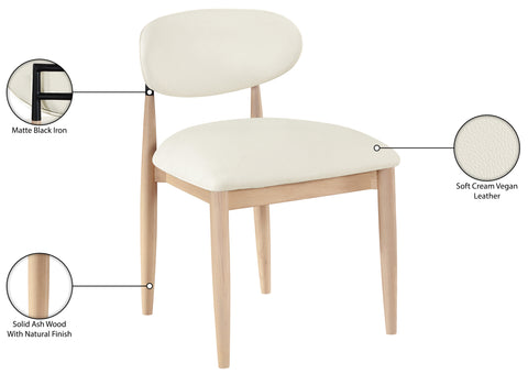 Harlow Cream Vegan Leather Upholstered Dining Side Chair , 2-Piece (Style 4)