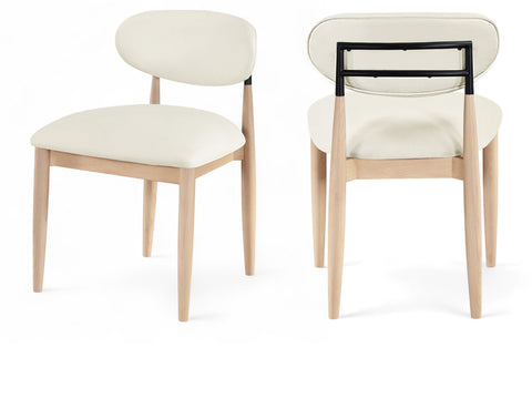 Harlow Cream Vegan Leather Upholstered Dining Side Chair , 2-Piece (Style 4)