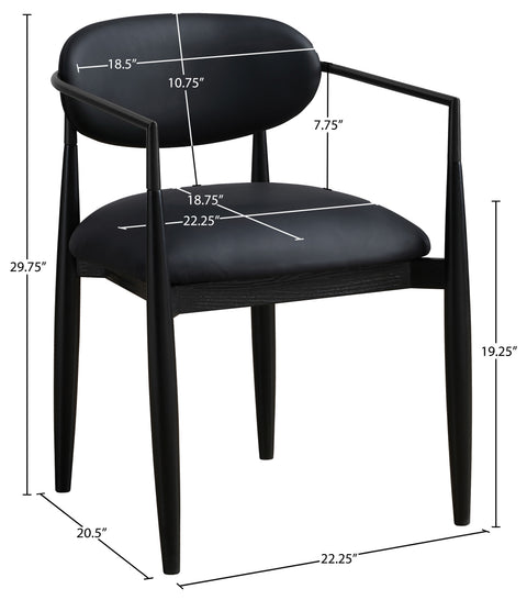 Harlow Black Vegan Leather Upholstered Dining Arm Chair , 2-Piece (Style 4)