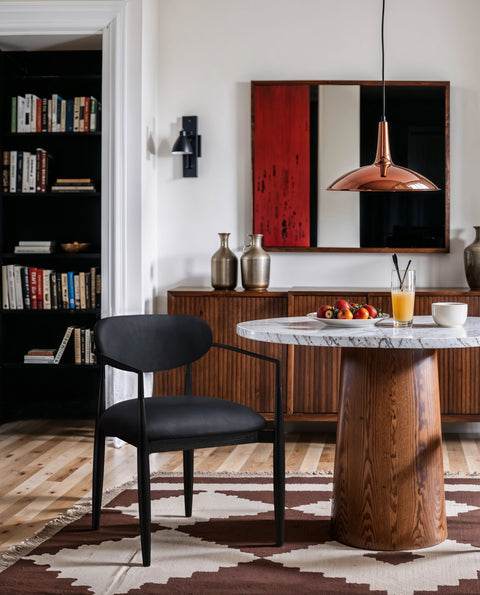 Harlow Black Vegan Leather Upholstered Dining Arm Chair , 2-Piece (Style 4)