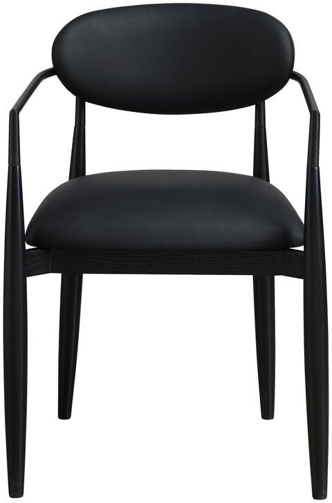 Harlow Black Vegan Leather Upholstered Dining Arm Chair , 2-Piece (Style 4)