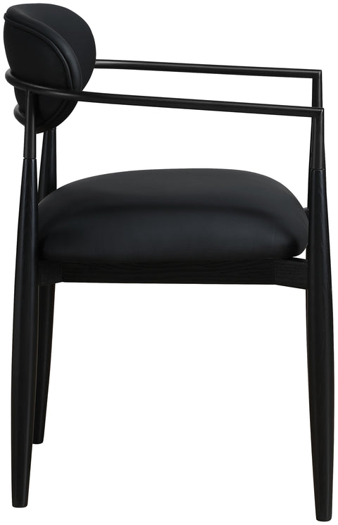 Harlow Black Vegan Leather Upholstered Dining Arm Chair , 2-Piece (Style 4)
