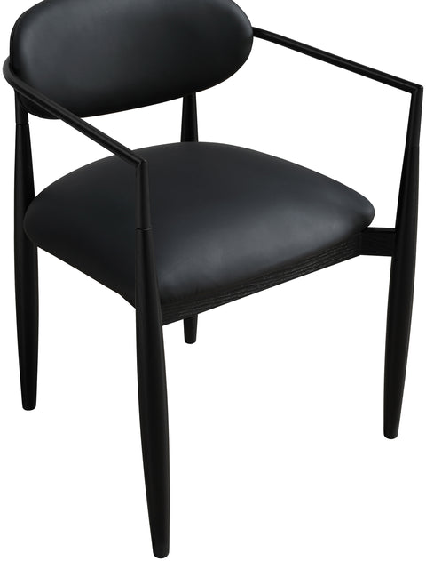 Harlow Black Vegan Leather Upholstered Dining Arm Chair , 2-Piece (Style 4)