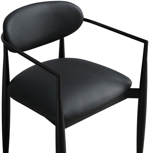 Harlow Black Vegan Leather Upholstered Dining Arm Chair , 2-Piece (Style 4)