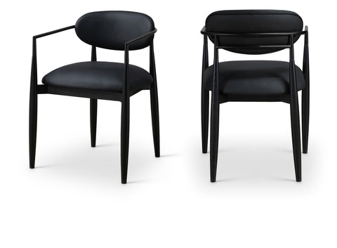 Harlow Black Vegan Leather Upholstered Dining Arm Chair , 2-Piece (Style 4)