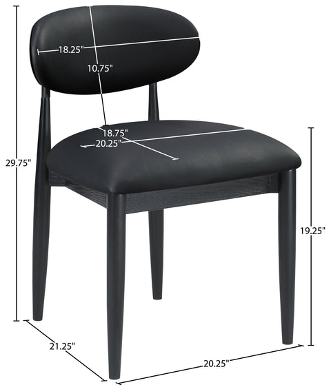 Harlow Black Vegan Leather Upholstered Dining Side Chair , 2-Piece (Style 4)