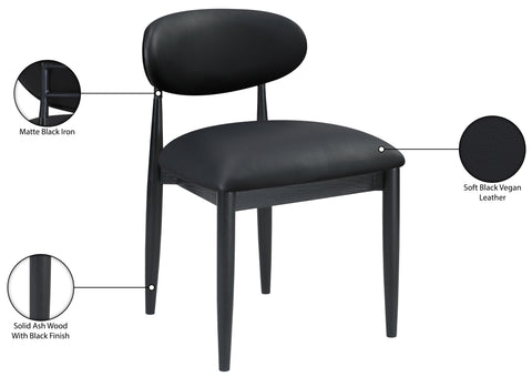 Harlow Black Vegan Leather Upholstered Dining Side Chair , 2-Piece (Style 4)