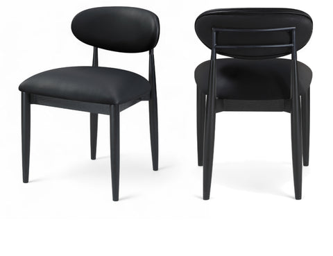 Harlow Black Vegan Leather Upholstered Dining Side Chair , 2-Piece (Style 4)