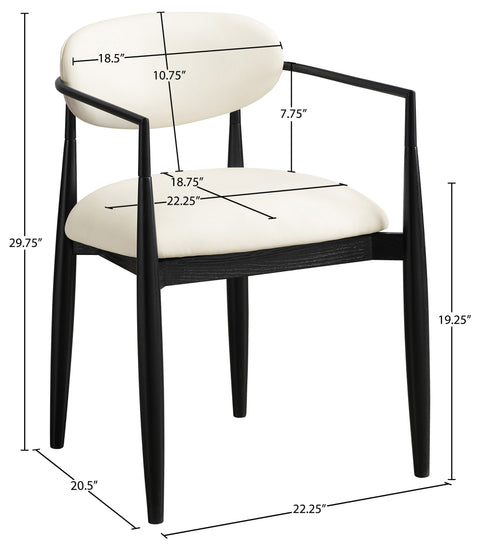 Harlow Cream Vegan Leather Upholstered Dining Arm Chair , 2-Piece (Style 5)