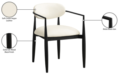 Harlow Cream Vegan Leather Upholstered Dining Arm Chair , 2-Piece (Style 5)