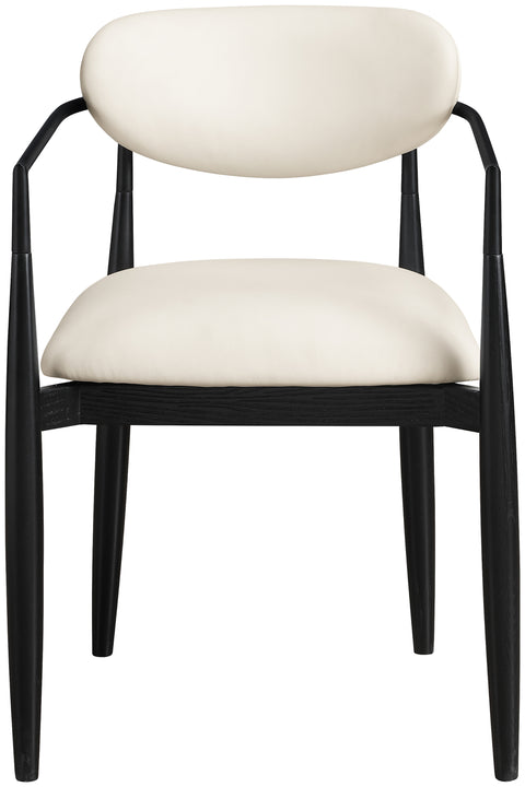 Harlow Cream Vegan Leather Upholstered Dining Arm Chair , 2-Piece (Style 5)