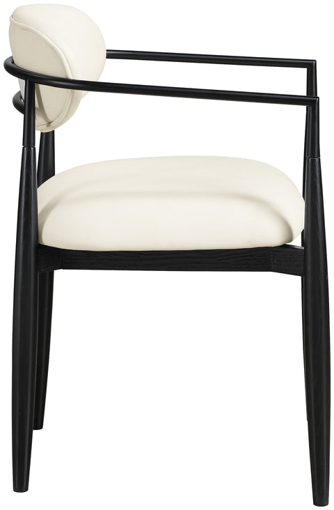 Harlow Cream Vegan Leather Upholstered Dining Arm Chair , 2-Piece (Style 5)