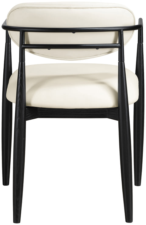Harlow Cream Vegan Leather Upholstered Dining Arm Chair , 2-Piece (Style 5)