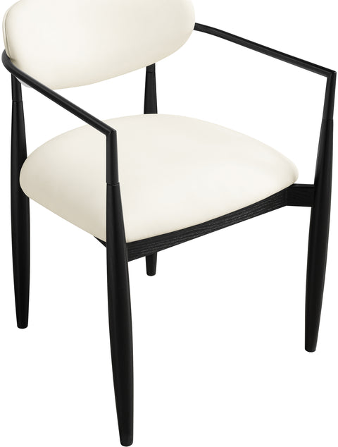 Harlow Cream Vegan Leather Upholstered Dining Arm Chair , 2-Piece (Style 5)
