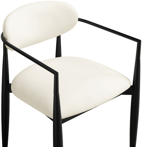Harlow Cream Vegan Leather Upholstered Dining Arm Chair , 2-Piece (Style 5)