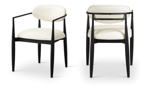 Harlow Cream Vegan Leather Upholstered Dining Arm Chair , 2-Piece (Style 5)