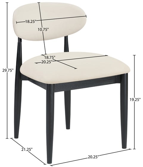 Harlow Cream Vegan Leather Upholstered Dining Side Chair , 2-Piece (Style 5)