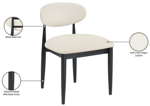 Harlow Cream Vegan Leather Upholstered Dining Side Chair , 2-Piece (Style 5)