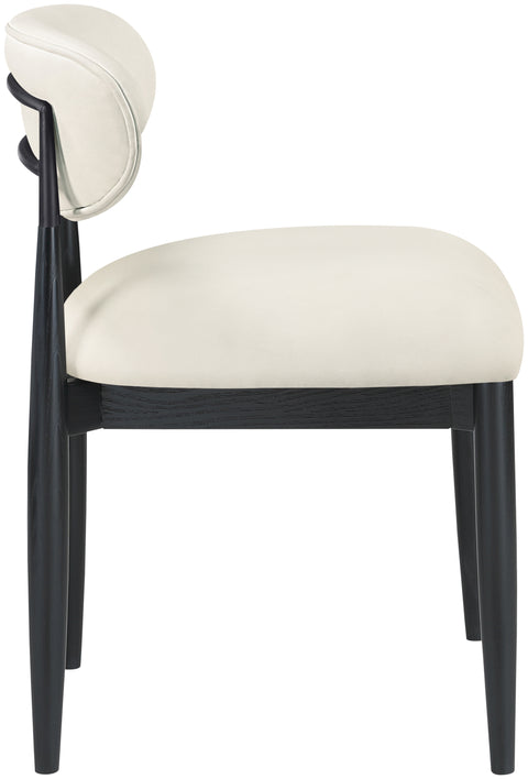 Harlow Cream Vegan Leather Upholstered Dining Side Chair , 2-Piece (Style 5)