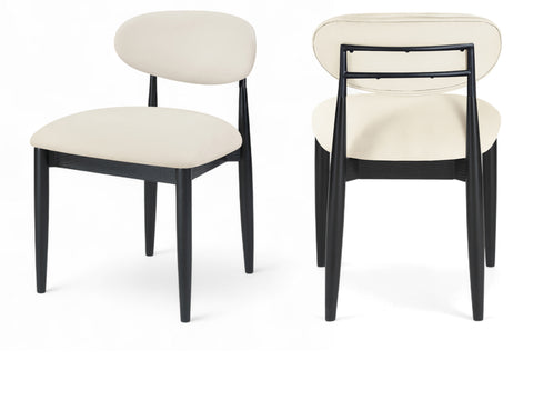 Harlow Cream Vegan Leather Upholstered Dining Side Chair , 2-Piece (Style 5)