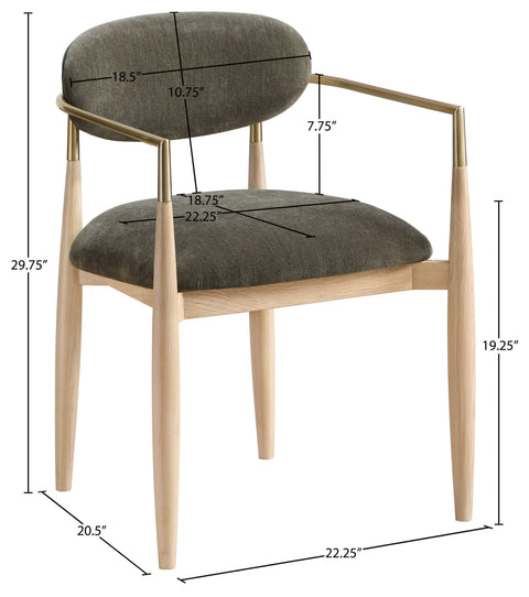 Harlow Brown Performance Fabric Upholstered Dining Arm Chair, 2-Piece