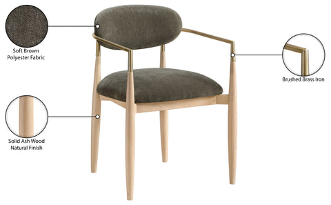 Harlow Brown Performance Fabric Upholstered Dining Arm Chair, 2-Piece