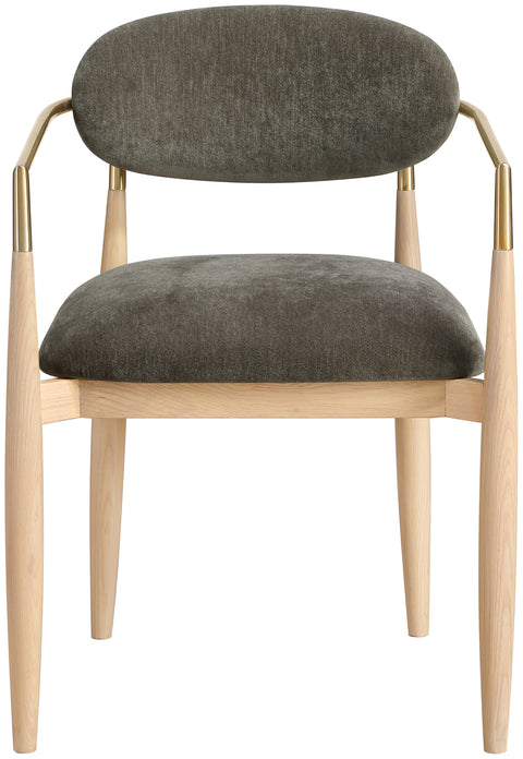 Harlow Brown Performance Fabric Upholstered Dining Arm Chair, 2-Piece