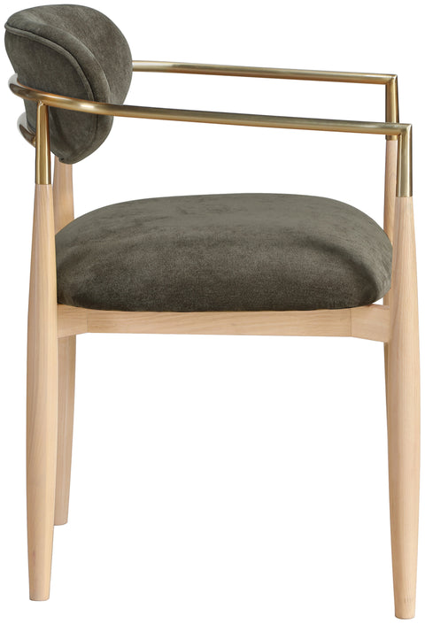 Harlow Brown Performance Fabric Upholstered Dining Arm Chair, 2-Piece