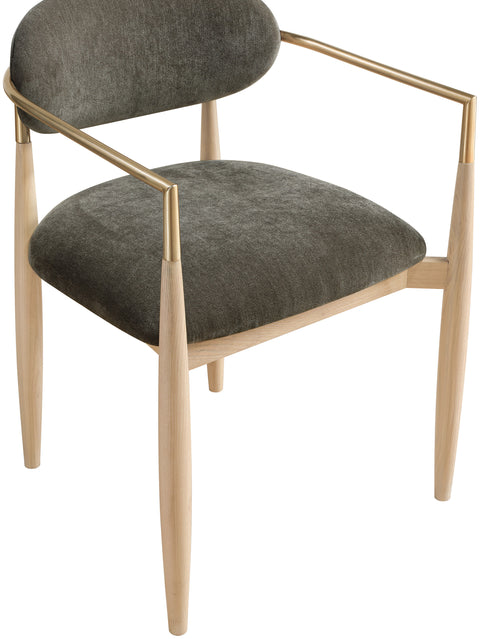 Harlow Brown Performance Fabric Upholstered Dining Arm Chair, 2-Piece