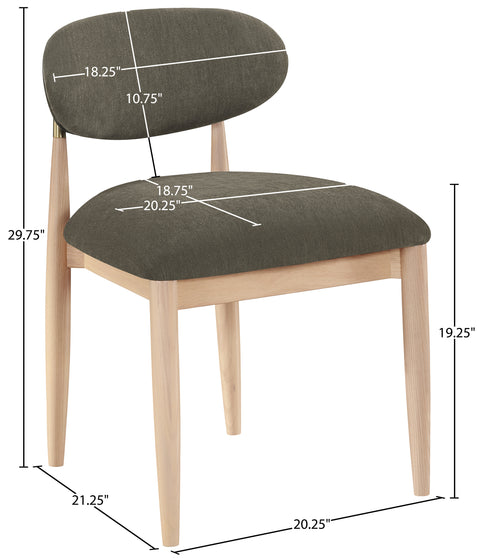 Harlow Brown Performance Fabric Upholstered Dining Side Chair, 2-Piece
