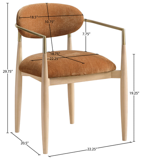 Harlow Cognac Performance Fabric Upholstered Dining Arm Chair , 2-Piece (Style 1)