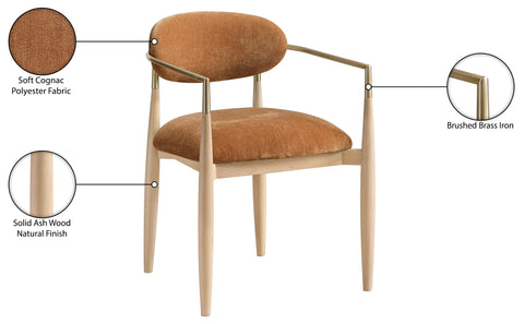 Harlow Cognac Performance Fabric Upholstered Dining Arm Chair , 2-Piece (Style 1)