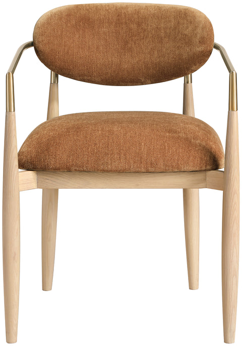Harlow Cognac Performance Fabric Upholstered Dining Arm Chair , 2-Piece (Style 1)