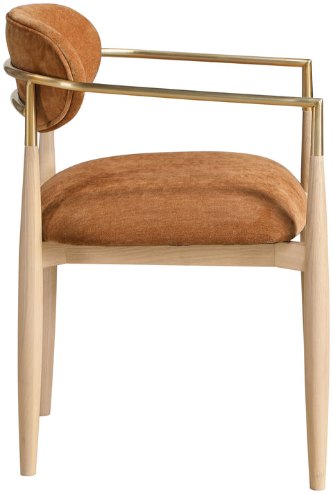 Harlow Cognac Performance Fabric Upholstered Dining Arm Chair , 2-Piece (Style 1)