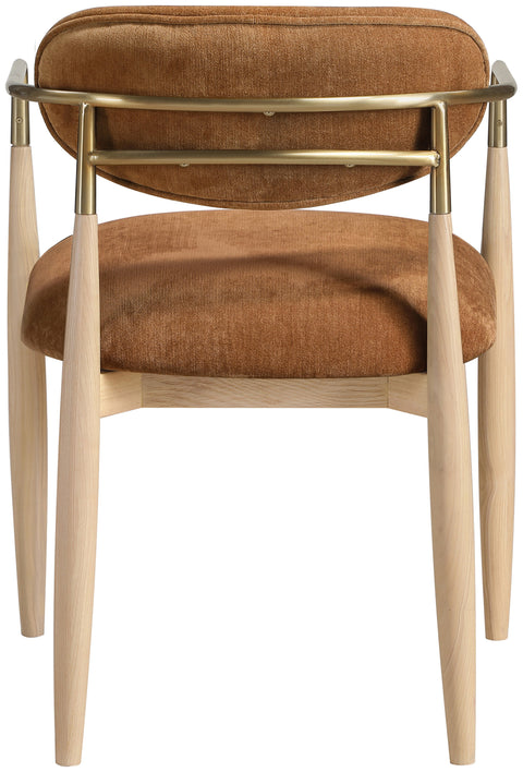 Harlow Cognac Performance Fabric Upholstered Dining Arm Chair , 2-Piece (Style 1)