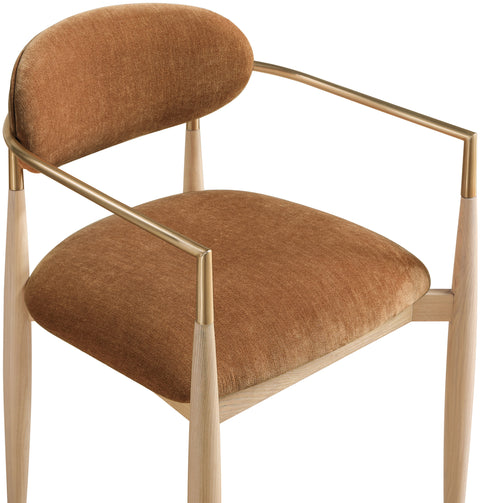 Harlow Cognac Performance Fabric Upholstered Dining Arm Chair , 2-Piece (Style 1)