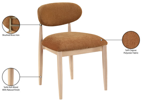 Harlow Cognac Performance Fabric Upholstered Dining Side Chair , 2-Piece (Style 1)