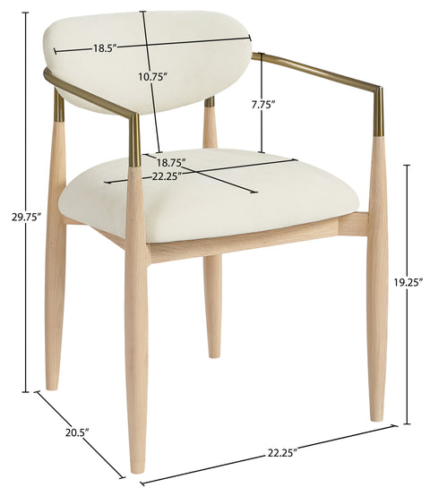 Harlow Cream Performance Fabric Upholstered Dining Arm Chair , 2-Piece (Style 1)