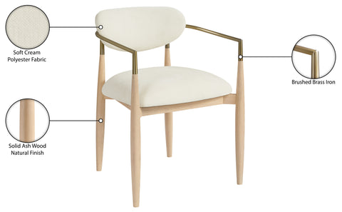 Harlow Cream Performance Fabric Upholstered Dining Arm Chair , 2-Piece (Style 1)