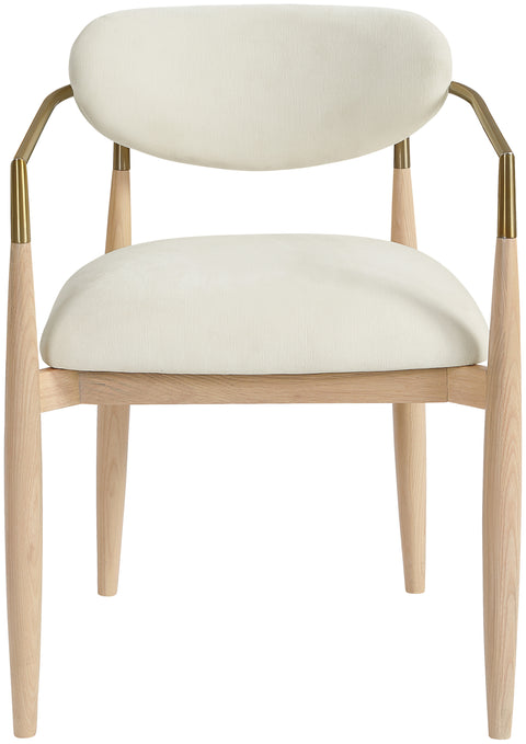 Harlow Cream Performance Fabric Upholstered Dining Arm Chair , 2-Piece (Style 1)