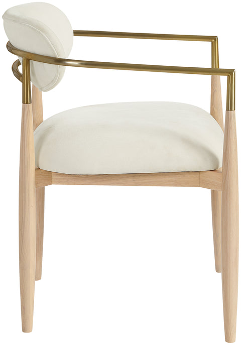 Harlow Cream Performance Fabric Upholstered Dining Arm Chair , 2-Piece (Style 1)
