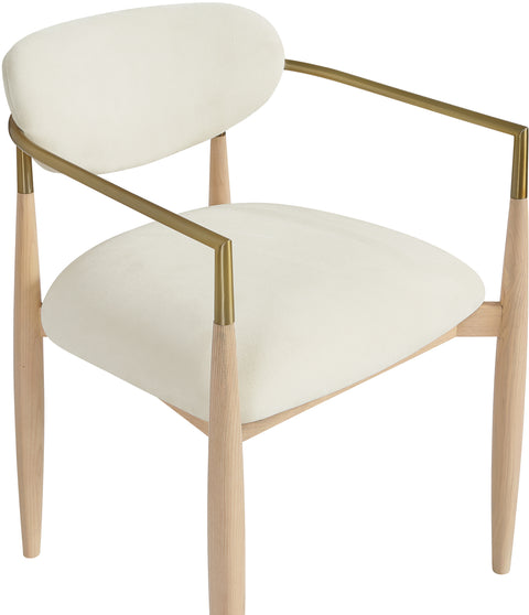 Harlow Cream Performance Fabric Upholstered Dining Arm Chair , 2-Piece (Style 1)