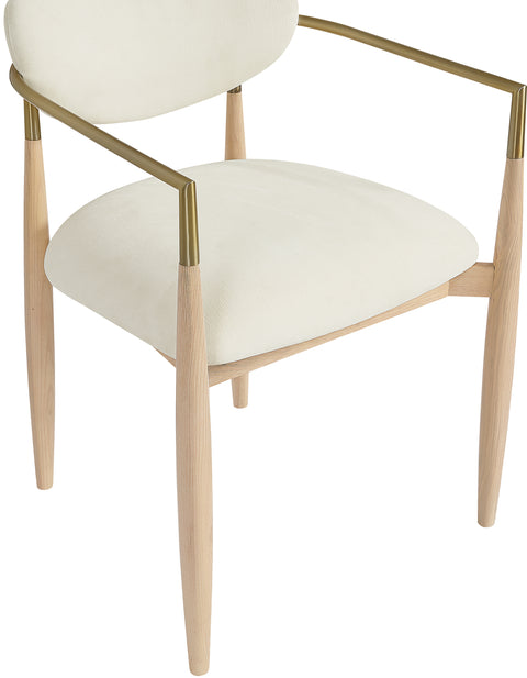 Harlow Cream Performance Fabric Upholstered Dining Arm Chair , 2-Piece (Style 1)