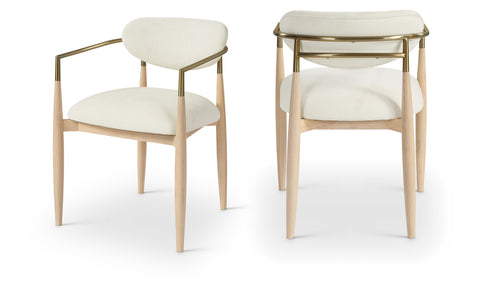 Harlow Cream Performance Fabric Upholstered Dining Arm Chair , 2-Piece (Style 1)