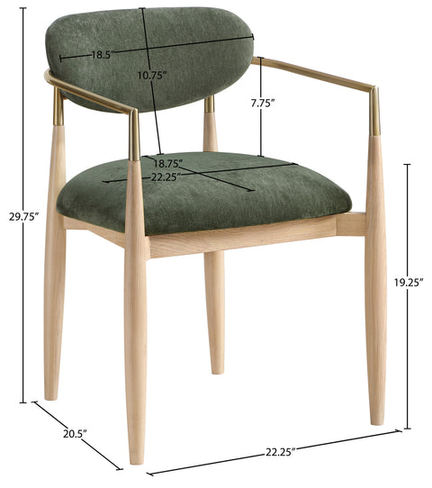Harlow Olive Performance Fabric Upholstered Dining Arm Chair , 2-Piece (Style 1)