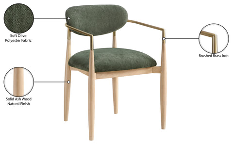 Harlow Olive Performance Fabric Upholstered Dining Arm Chair , 2-Piece (Style 1)